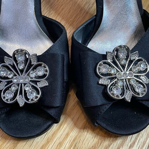 Starlet by Star Jones open toe black embellished heels 6 - Picture 2 of 9